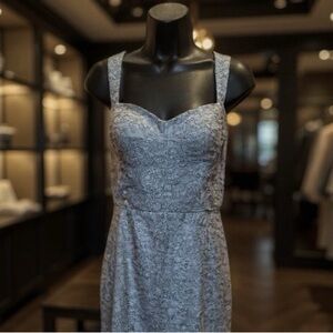 Formal Wear:Metallic Thread Embroidered Lace Cocktail Dress By Adrianna Papell